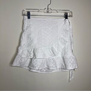 Elegant White Eyelet Mini Skirt